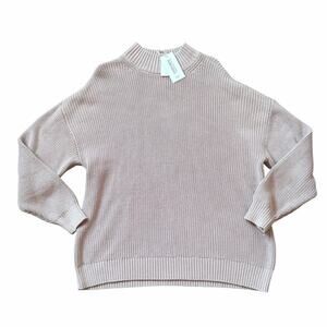 Haven Well Within Organic Cotton Mock Neck Chunky Knit Sweater in Dusty Rose